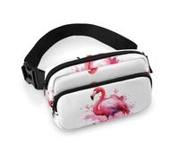Flamingo Watercolor Fanny Packs with Zipper, Personalized Waist Bags with Multiple Pockets, Adjustable Sling Bag for Travel, Waterproof Belt Bag, Crossbody Bags