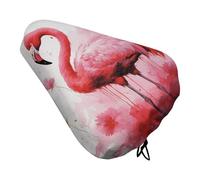 Flamingo Watercolor Padded Bike Seat Cushion with Drawstring Soft Comfort Waterproof Bicycle Seat Cover, Wide Saddle Protection Covers Protector for Men Women for Exercise Mountain Road Bikes