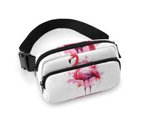 Flamingo Watercolor Printed Fanny Pack Fanny Packs for Women Men,Crossbody Bag Large Chest Bag with Adjustable Strap for Outdoors Workout Traveling Casual Running, Flamingo Watercolor, 20x13cm
