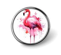 Flamingo Watercolor Round Badge Personalized Metal Lapel Pin Badges Fit Clothing Bags Hat Humorous Printed Brooch Badge Party Decorations Accessories for Men Women