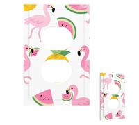 Flamingo Watermelon Pineapple Wall Plate Cover Modern Decorative 1 Gang Light Switch Cover Unbreakable Receptacle Outlet Covers For Living Room Bedroom Home Decor Duplex