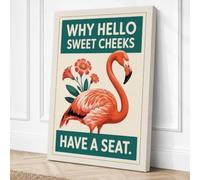 Flamingo Welcome Retro Canvas Wall Art Print 18x12 Inch
