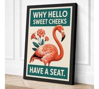 Flamingo Welcome Retro Canvas Wall Art Print 30x20 Inch