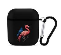 Flamingo with Blue Jay Bird Stylish Printed Bluetooth Headset Protective Cover Compatible with AirPods 1/2 with Buckle