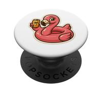 Flamingo with drink PopSockets Adhesive PopGrip