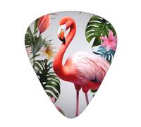 Flamingo With Flowers 12 Pack Guitar Plectrums With Storage Case, 0.46/0.71/0.96mm, Including Thin, Medium Thick Guitar Plectrums For Electric Guitars Bass Ukulele