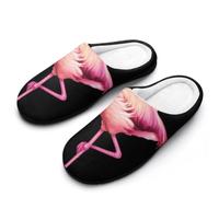 Flamingo with High Hat Men's Cotton Slippers | Cozy Slip on Slippers Memory Foam Warm House Shoes for Indoor Outdoor