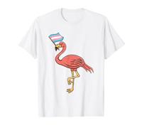 Flamingo with Trans Pride Flag Transgender Pride Value Graphic T-Shirt