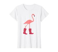 Flamingo with Wellington Boots Value Graphic T-Shirt, Women, White, M