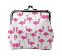 Flamingo Women's Leather Kiss-Lock Coin Purse,Double-Sided Full Print Pattern,Ultra-Fine Fiber Leather,Small Clutch Wallet for Cash,Cards,Coins