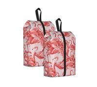 Flamingo1 Print Waterproof Shoe Bag Travel Bag with Carry Strap Storage Bag Versatile Cosmetic Bag-2pcs