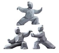 FlamingoCasa Tai Chi Statue Set of 3, Yin Yang Figurine for Home Decor, Meditation Zen Sculpture, Feng Shui Gift, Handcrafted Sandstone Artwork for Office Bookshelf Desktop Decor (Style c)