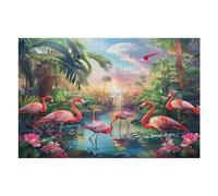 Flamingos And Flowers 1000 Piece Complete Premium Jigsaw Puzzle Vibrant Flamingos Collectors Mind Relaxation Educational Decorative Puzzle Gifts for Adults Premium Cardboard 1000 PCS