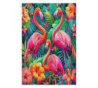 Flamingos And Flowers 1000 Piece Jigsaw Puzzle for Adults Vibrant Flamingos Pet Lover Gift Animal Themed Detailed Artwork for Dog Cat Owners 1000 PCS