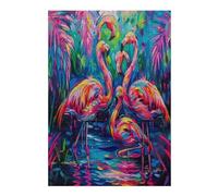 Flamingos And Flowers 300 Piece Complete Jigsaw Puzzle Set Vibrant Flamingos Teens Beginners Educational Challenge Puzzle Fans Group Play Anniversary Creativity & Gift Giving 300 PCS