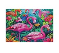 Flamingos And Flowers 300 Piece Complete Premium Jigsaw Puzzle Vibrant Flamingos Collectors Mind Relaxation Educational Decorative Puzzle Gifts for Adults Premium Cardboard 300 PCS