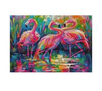 Flamingos And Flowers 300 Piece Jigsaw Puzzle for Adults Teens Vibrant Flamingos Post Work Wind Down Mind Calming Whimsical Design for Friends 300 PCS