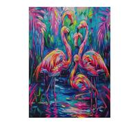 Flamingos And Flowers 500 Piece Complete DIY Jigsaw Puzzle Vibrant Flamingos Collectors Mind Relaxation Educational Decorative Puzzle Gifts for Adults Sturdy Thick Cardboard 500 PCS