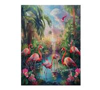 Flamingos And Flowers 500 Piece Complete Jigsaw Puzzle Set Vibrant Flamingos Teens Beginners Educational Challenge Puzzle Fans Group Play Anniversary Cardboard 500 PCS