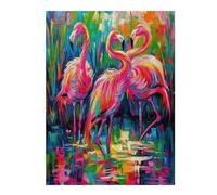 Flamingos And Flowers 500 Piece Complete Jigsaw Puzzle Set Vibrant Flamingos Teens Beginners Educational Challenge Puzzle Fans Group Play Anniversary Cardboard 500 PCS