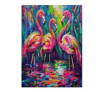 Flamingos And Flowers 500 Piece Complete Jigsaw Puzzle Set Vibrant Flamingos Teens Beginners Mind Relaxation Puzzle Fans Group Play Anniversary Fathers Gift Thick Cardboard 500 PCS