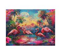 Flamingos And Flowers 500 Piece Complete Premium Jigsaw Puzzle Vibrant Flamingos Collectors Mind Relaxation Educational Decorative Puzzle Gifts for Adults Premium Cardboard 500 PCS