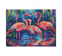 Flamingos And Flowers 500 Pieces Classic Jigsaw Puzzle Vibrant Flamingos Puzzle for Adults Concentration Training Wall Art Mental Exercise Cardboard 500 PCS