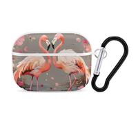 Flamingos and Flowers AirPod Pro Case, Anti Scratch Hard PC Cover with Keychain, AirPod Pro 2nd/1st Case Accessories for Women Men, White-Style