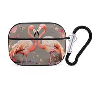 Flamingos and Flowers AirPod Pro Case, Anti Scratch Hard PC Cover with Keychain, AirPod Pro 2nd/1st Case Accessories for Women Men, Black-Style
