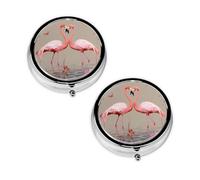 Flamingos and Flowers Print Pill Box 3 Compartment Medicine Pill Case,Portable for Pocket Or Purse Pill Organizer Decorative Metal Medicine Vitamin Organizer Unique Gift