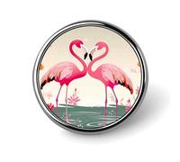 Flamingos And Flowers Round Badge Cute Brooch Hats Jackets Decor Personalized Lapel Pin Clothing Jewelry Accessories for Wedding Party Gift
