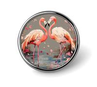 Flamingos And Flowers Round Badge for Men Women, Durable & Stylish Lapel Pins, Lightweight Metal Badges for Shirts, Jackets, Hats