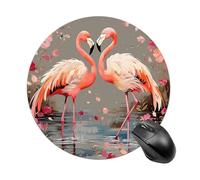 Flamingos and Flowers Round Mouse Pad 7.8 Inch, Portable Gaming Mouse Mat with Non-Slip Rubber Base & Smooth Surface, Waterproof Mousepad for PC, Laptop, Computer, Office, Home