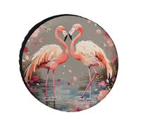 Flamingos and Flowers Universal Tire Cover Replacement Oxford Fabric Waterproof Wheel Protector for SUV Truck RV Dust Snow Sun Protection 28