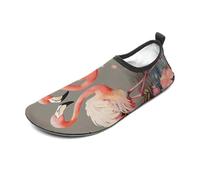 Flamingos and Flowers Water Shoes for Men Women, Lightweight Stretch Swim Shoes with Anti-Slip Rubber Sole, Quick-Dry Aqua Socks for Pool, Beach, Surfing, Style, 5 Women/5 Men