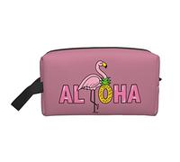 Flamingos and INES Dark Pink Travel Toiletries Makeup Organizer Large Capacity Portable Cosmetic Bags for Women Girls