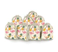 Flamingos And Pineapples 8 PCS Muslin Bags with Drawstring Sachet Bags Empty Small Cotton Drawstring Bag Muslin Reusable & Washable Cotton Bag for Herb Spice Candy Soap Jewelry Wedding Gift Pouches