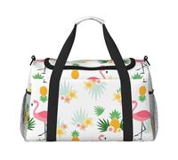 Flamingos and Pineapples Print Functional Travel Tote Ample Space Travel Bag Foldable Carry On Tote for Weekender