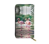 Flamingos and Pineapples Print Leather Long Clutch Wallet for Women â€“ Fashionable, and Lightweight Waterproof Leather Wallet, Black, One Size