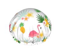 Flamingos And Pineapples Print Various Activities Shower Cap Reusable Soft And Lightweight Bath Hair Cap Long Hair