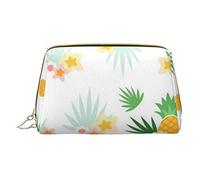 Flamingos and Pineapples Printed Leather Makeup Bag for Women Girls - Small Portable Travel Cosmetic Organiser Toiletry Bag