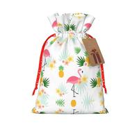 Flamingos And Pineapples Printing Practical Christmas Bag With Drawstring,4.7x6.9 Inch For Christmas Halloween