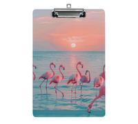 Flamingos at Dusk Clipboard 8.5×12.5 Inch Acrylic Clip Board with Metal Clip A4 Letter Size Decorative Clipboard Cute Hanging Clipboards for Office, Teacher, Nurse, Doctor,