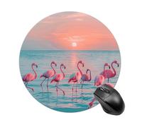 Flamingos at Dusk Mouse Pad Round Laptop Mouse Mat Cute Computer Mousepad Keyboard Pad Non-Slip Desk Pads for Gaming Office Work Home