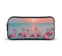Flamingos at Dusk Pencil Case - Large Aesthetic Makeup Bag Multi-Purpose Pencil Pouch Cute Cosmetic Bag with Zipper Closure for Office, Home, Study & Travel