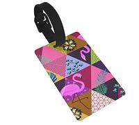 Flamingos Bird and Tropical Palm Leaves 2 Pcs Luggage Tags, Privacy Cover ID Label Loop and Address Card for Travel Bag Suitcase