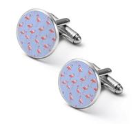Flamingos Cute Pattern Mens Classic Cufflinks Custom Shirt Cuff Links Jewelry Accessories for Business Wedding 0.7" 0.8"