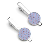Flamingos Cute Pattern Men's Tie Clip Classic Necktie Tie Bar 2 Pack Clasp Clip for Wedding Anniversary Business Gifts
