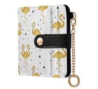 Flamingos Dots White Print Small Women Wallet Bifold RFID Blocking Leather Compact Card Holder with Zipper Coin Pocket Purse for Girls Ladies Women