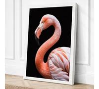 Flamingo's Graceful Curve Canvas Wall Art Print 36x24 Inch